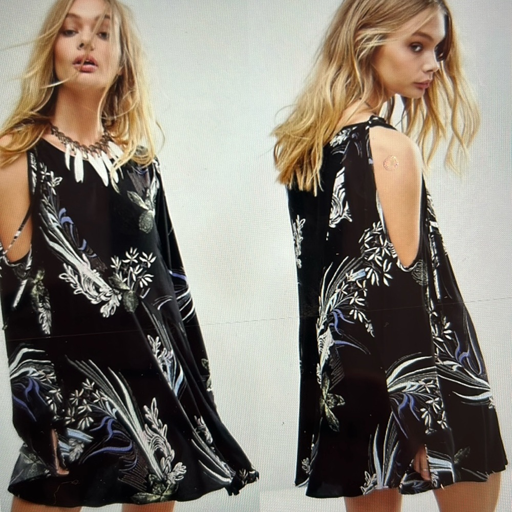 Free People Clear Skies  Cold Shoulder Printed Tunic Dress